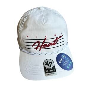 New Men's Miami Heat '47 White Downburst Hitch Snapback Hat